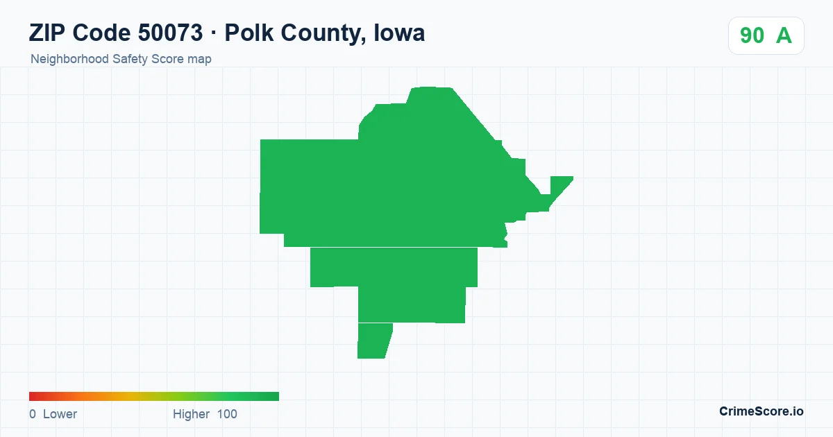 ZIP Code 50073 in Polk County, Iowa neighborhood Safety Score map