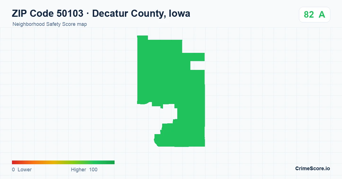 ZIP Code 50103 in Decatur County, Iowa neighborhood Safety Score map