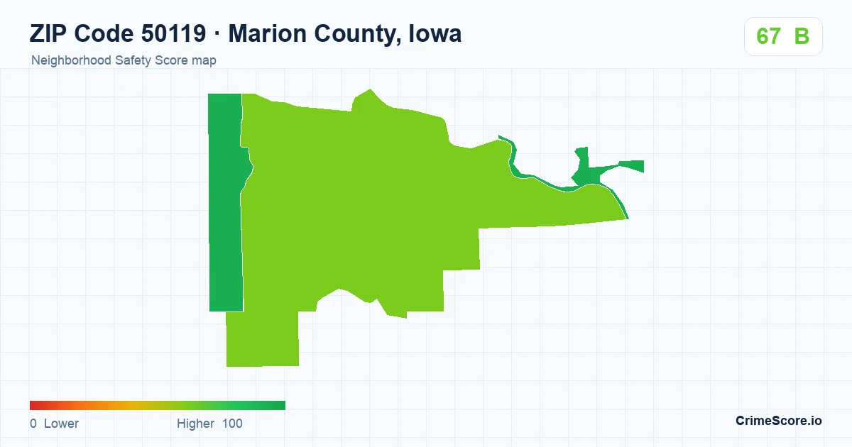 ZIP Code 50119 in Marion County, Iowa neighborhood Safety Score map