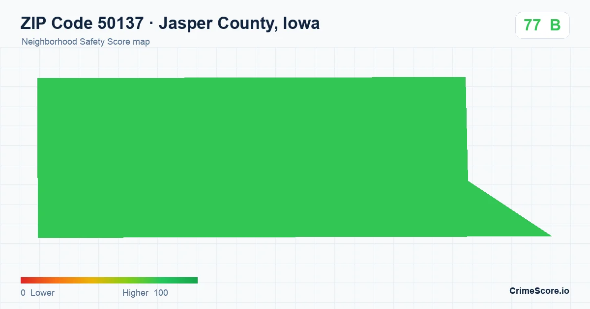 ZIP Code 50137 in Jasper County, Iowa neighborhood Safety Score map