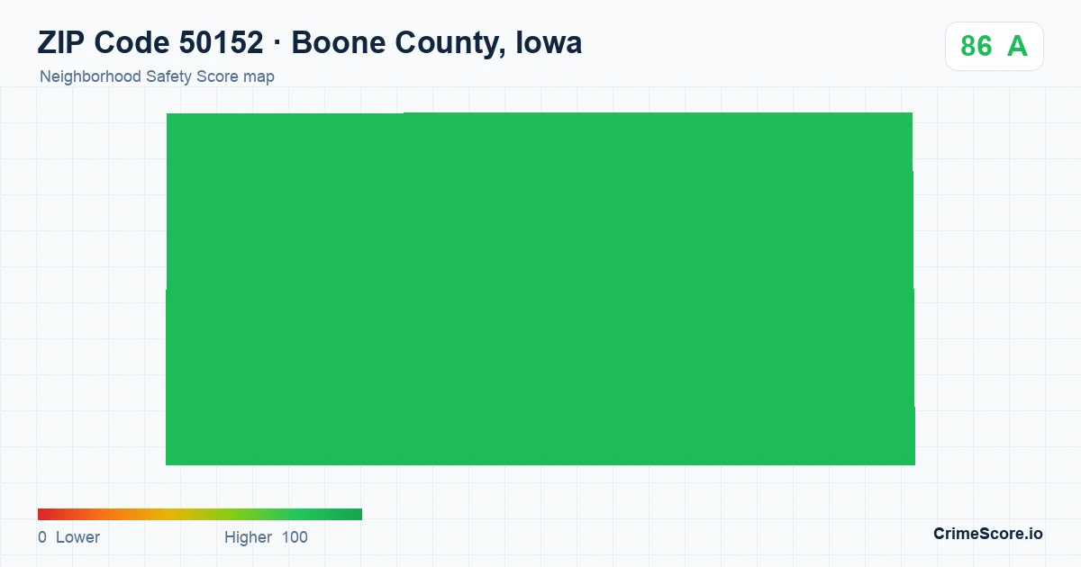 ZIP Code 50152 in Boone County, Iowa neighborhood Safety Score map