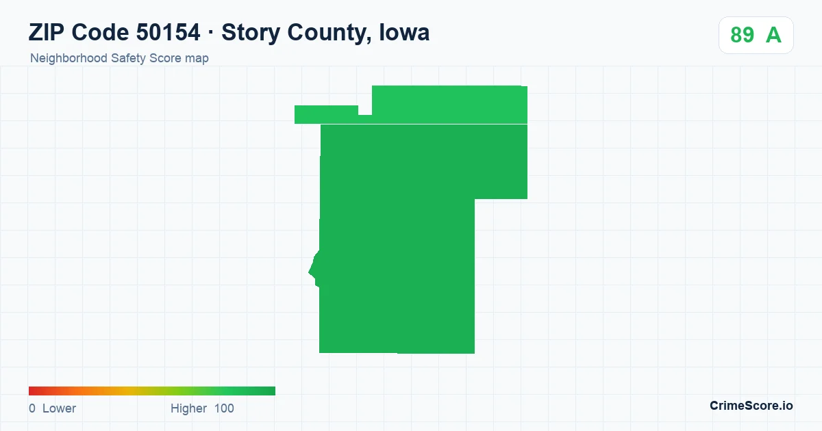 ZIP Code 50154 in Story County, Iowa neighborhood Safety Score map