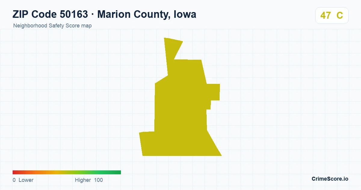 ZIP Code 50163 in Marion County, Iowa neighborhood Safety Score map