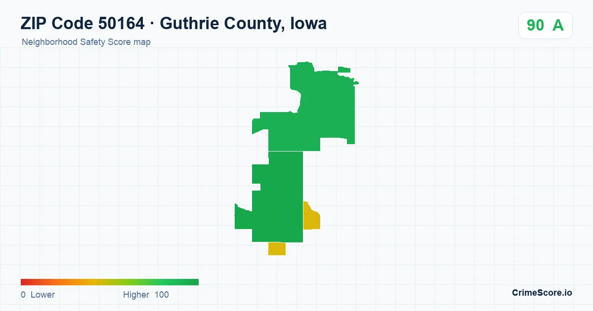 ZIP Code 50164 in Guthrie County, Iowa neighborhood Safety Score map