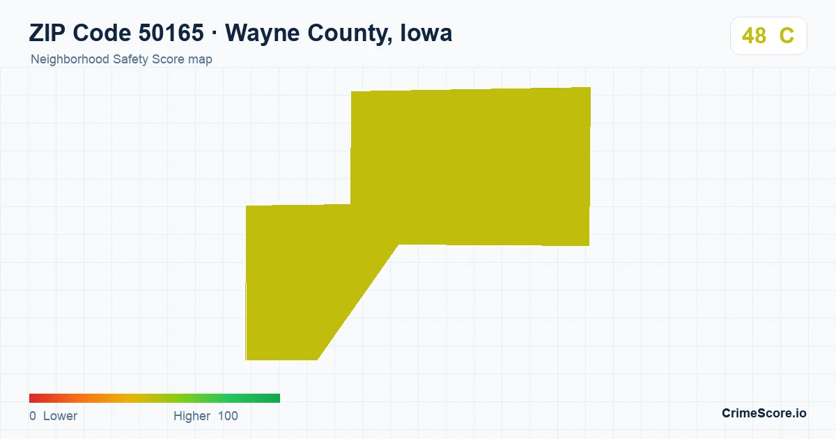 ZIP Code 50165 in Wayne County, Iowa neighborhood Safety Score map