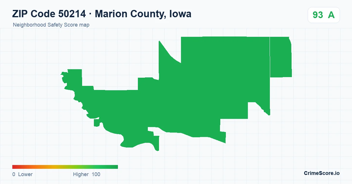 ZIP Code 50214 in Marion County, Iowa neighborhood Safety Score map