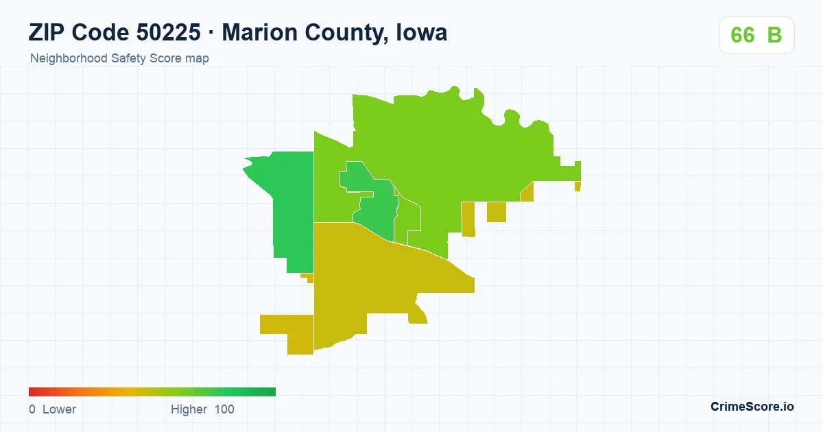ZIP Code 50225 in Marion County, Iowa neighborhood Safety Score map