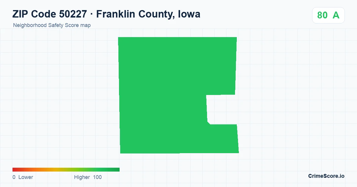 ZIP Code 50227 in Franklin County, Iowa neighborhood Safety Score map
