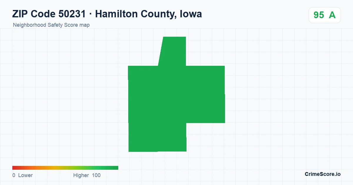 ZIP Code 50231 in Hamilton County, Iowa neighborhood Safety Score map