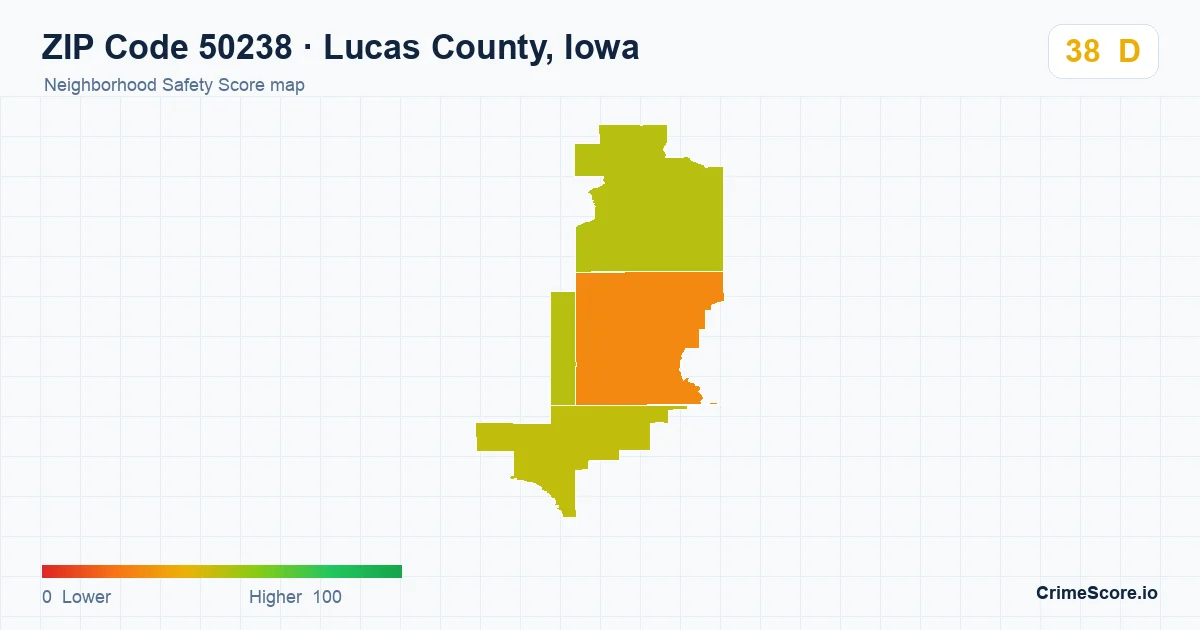 ZIP Code 50238 in Lucas County, Iowa neighborhood Safety Score map