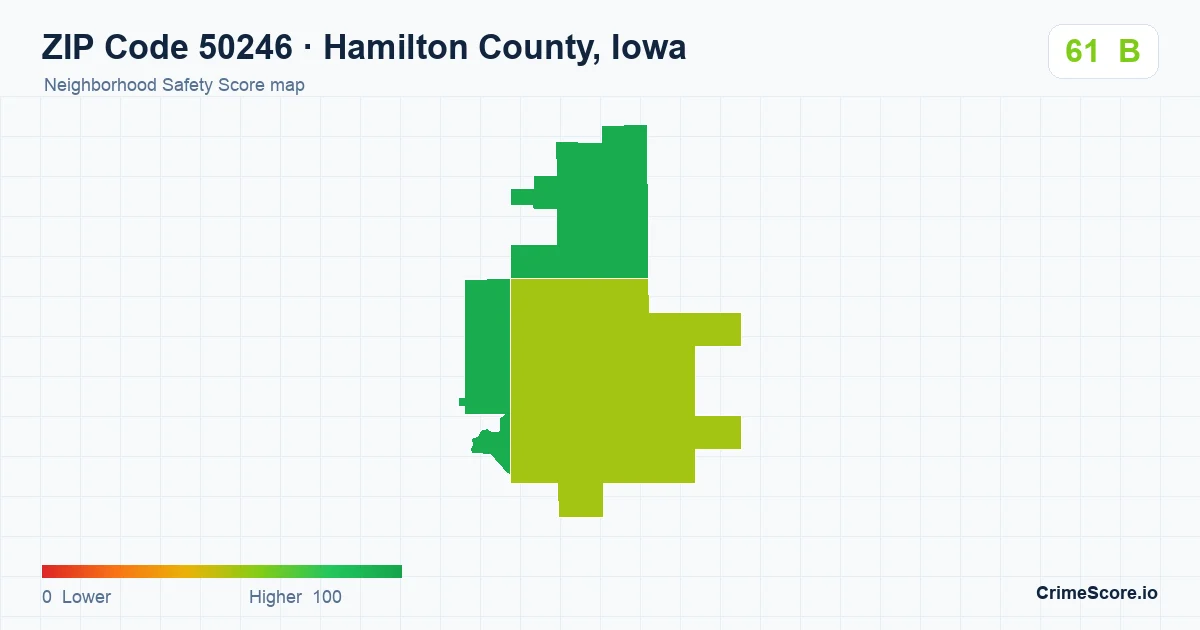 ZIP Code 50246 in Hamilton County, Iowa neighborhood Safety Score map