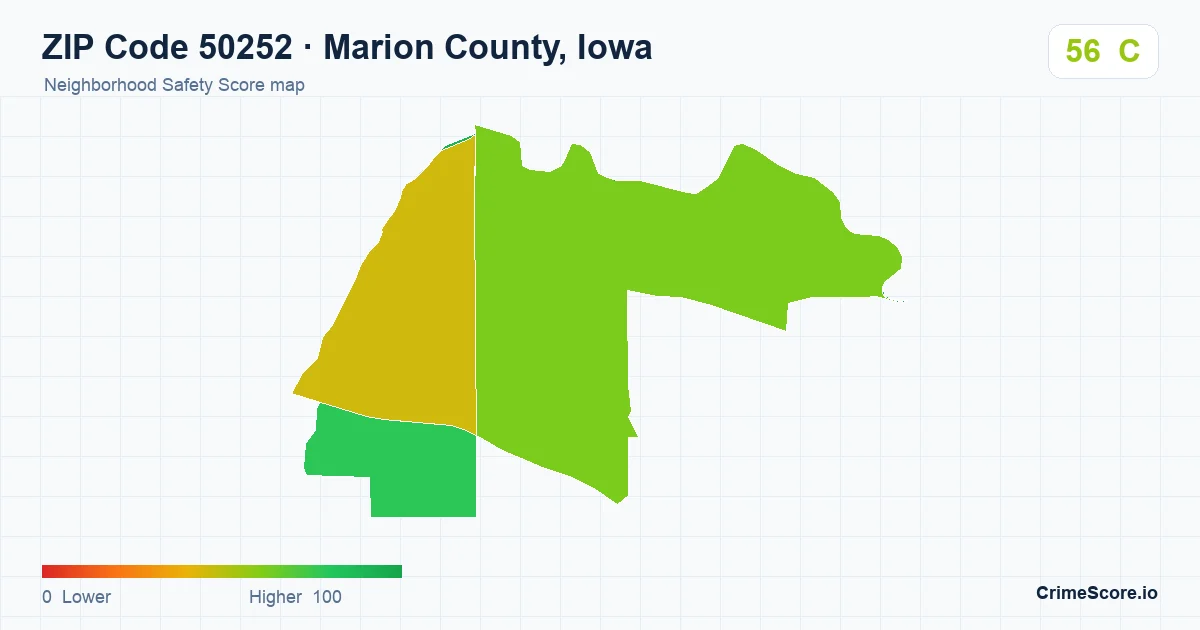 ZIP Code 50252 in Marion County, Iowa neighborhood Safety Score map