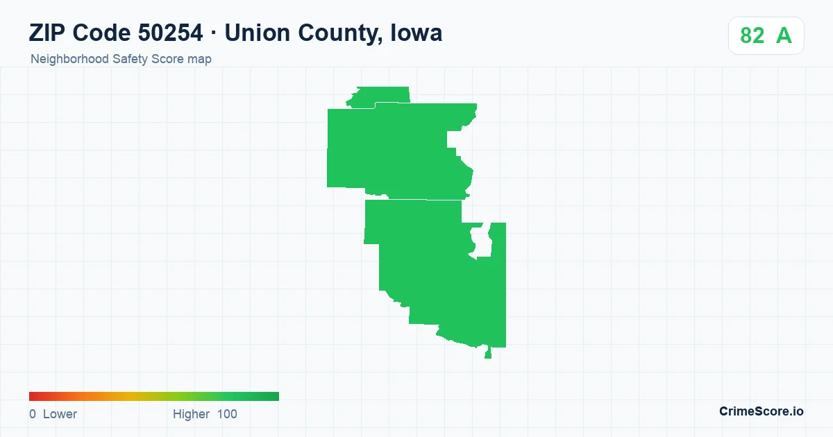 ZIP Code 50254 in Union County, Iowa neighborhood Safety Score map