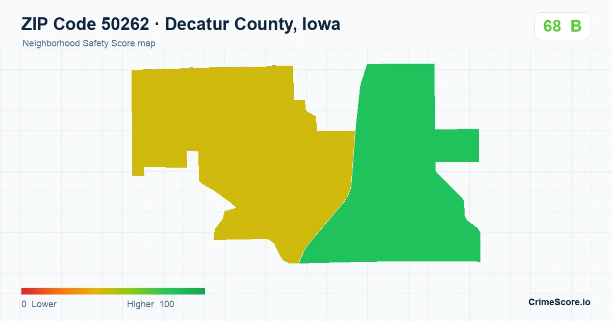 ZIP Code 50262 in Decatur County, Iowa neighborhood Safety Score map