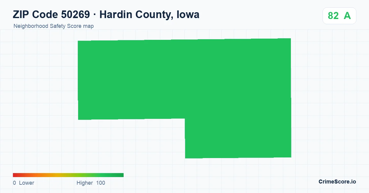 ZIP Code 50269 in Hardin County, Iowa neighborhood Safety Score map