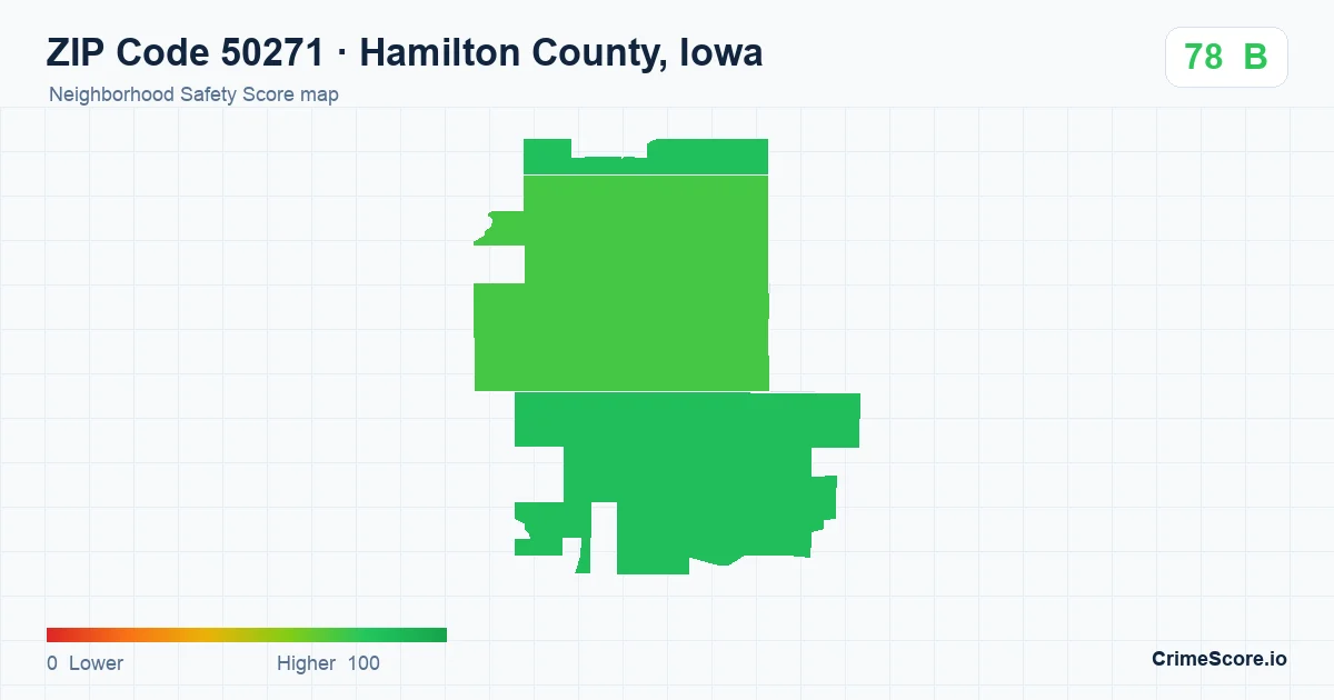 ZIP Code 50271 in Hamilton County, Iowa neighborhood Safety Score map