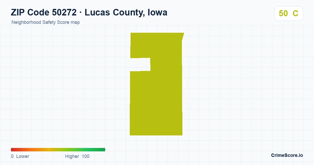 ZIP Code 50272 in Lucas County, Iowa neighborhood Safety Score map