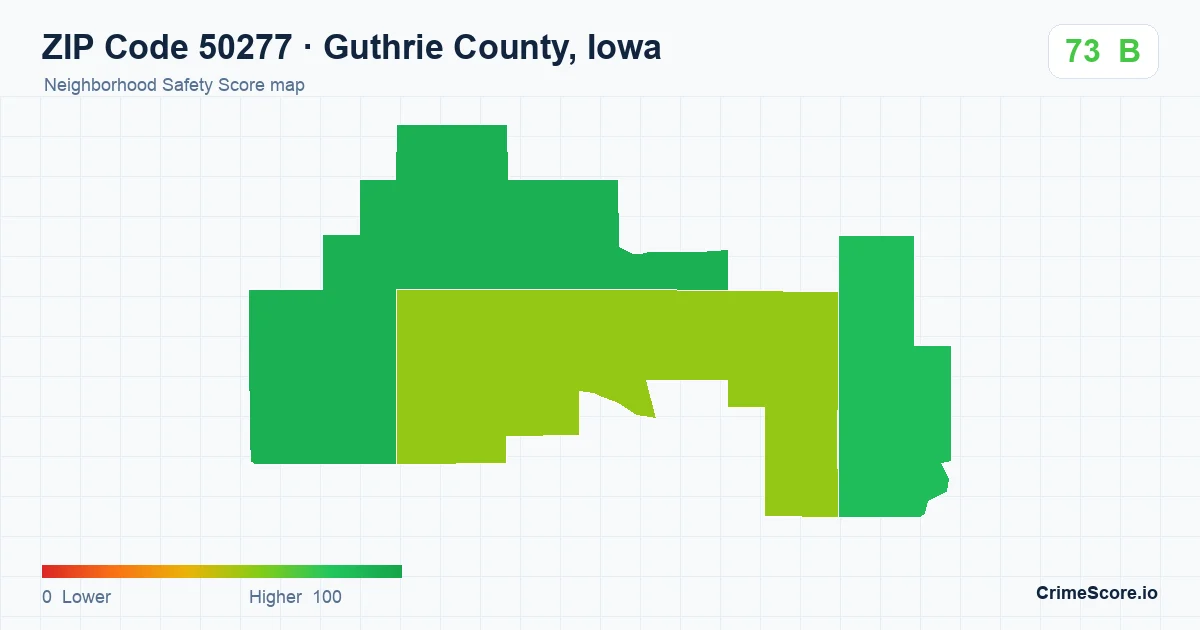 ZIP Code 50277 in Guthrie County, Iowa neighborhood Safety Score map