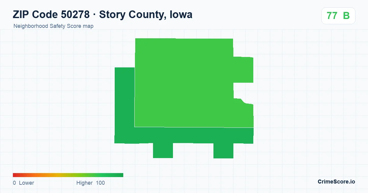 ZIP Code 50278 in Story County, Iowa neighborhood Safety Score map