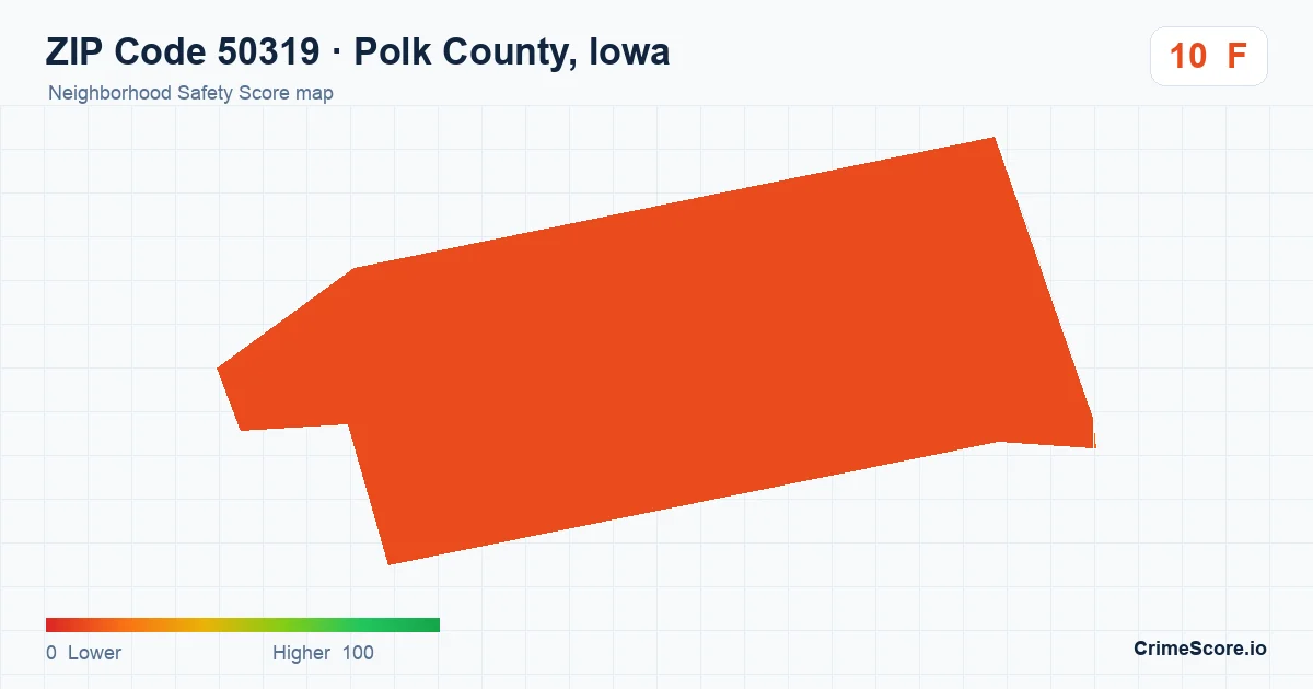 ZIP Code 50319 in Polk County, Iowa neighborhood Safety Score map