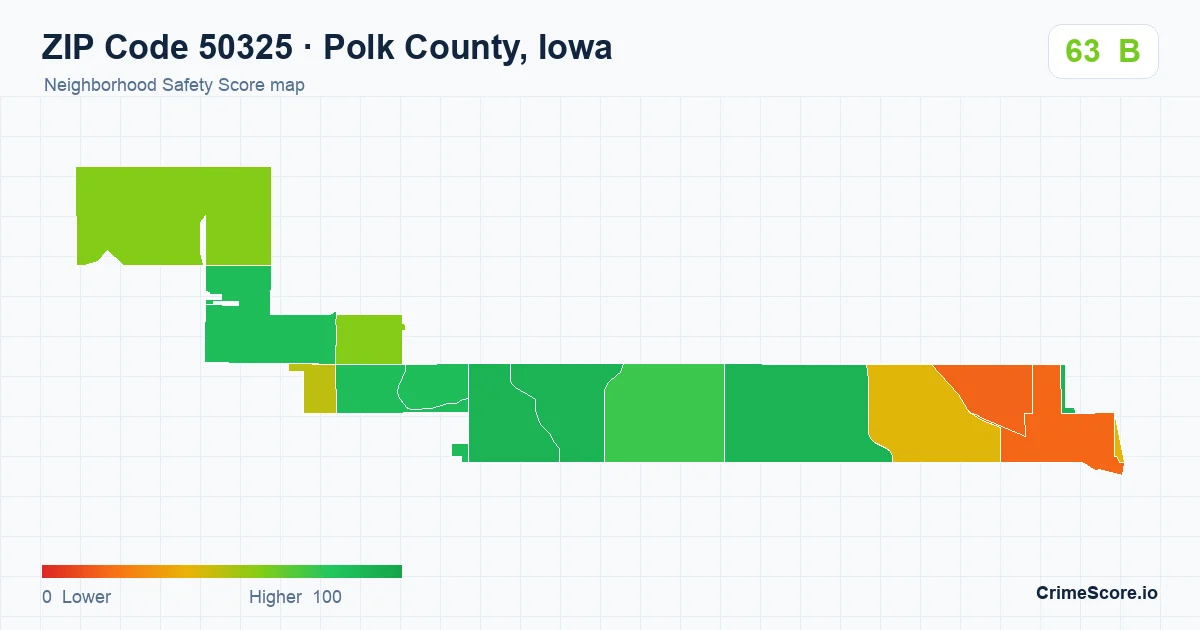 ZIP Code 50325 in Polk County, Iowa neighborhood Safety Score map