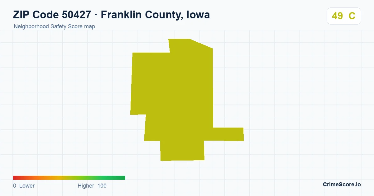 ZIP Code 50427 in Franklin County, Iowa neighborhood Safety Score map