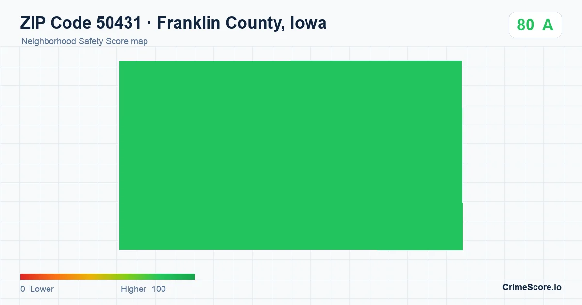 ZIP Code 50431 in Franklin County, Iowa neighborhood Safety Score map