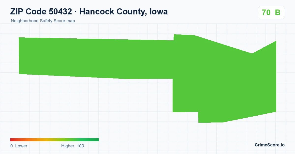 ZIP Code 50432 in Hancock County, Iowa neighborhood Safety Score map