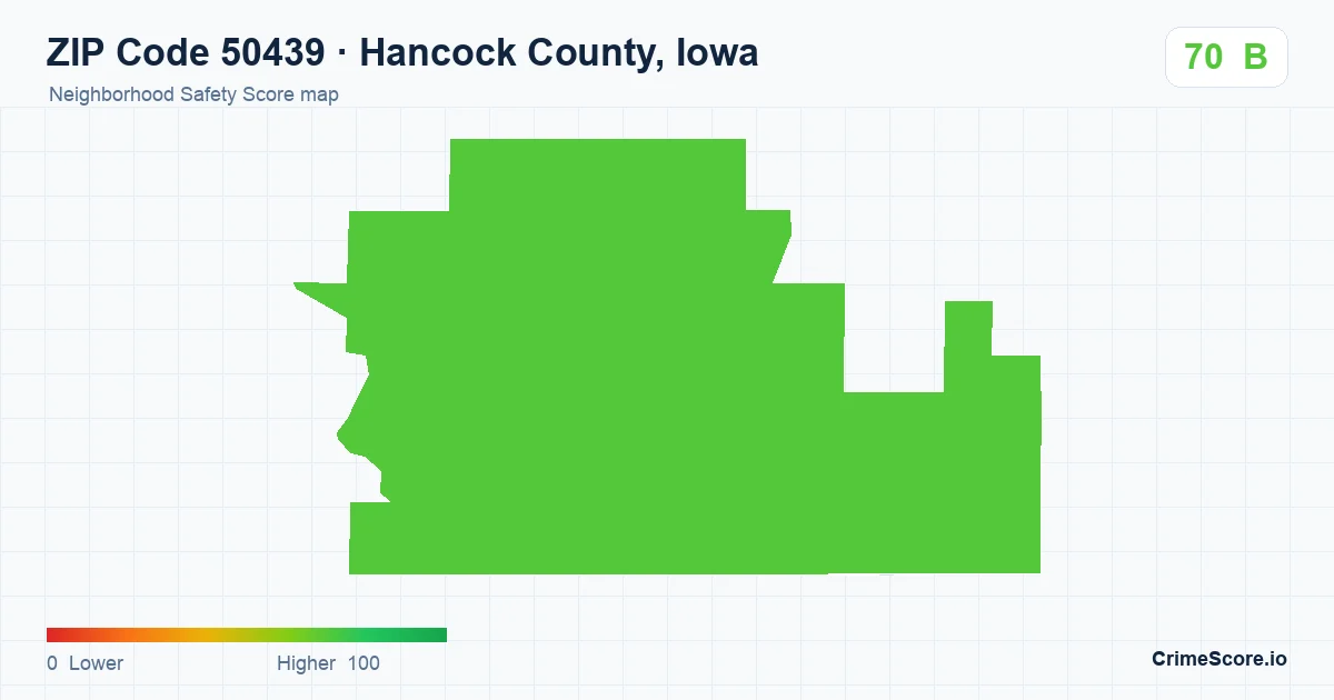 ZIP Code 50439 in Hancock County, Iowa neighborhood Safety Score map