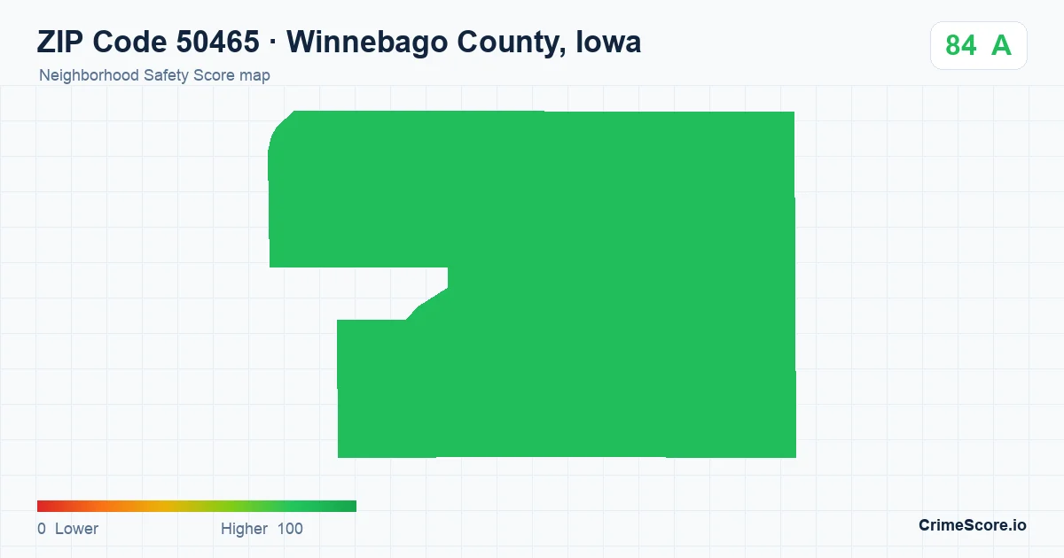 ZIP Code 50465 in Winnebago County, Iowa neighborhood Safety Score map