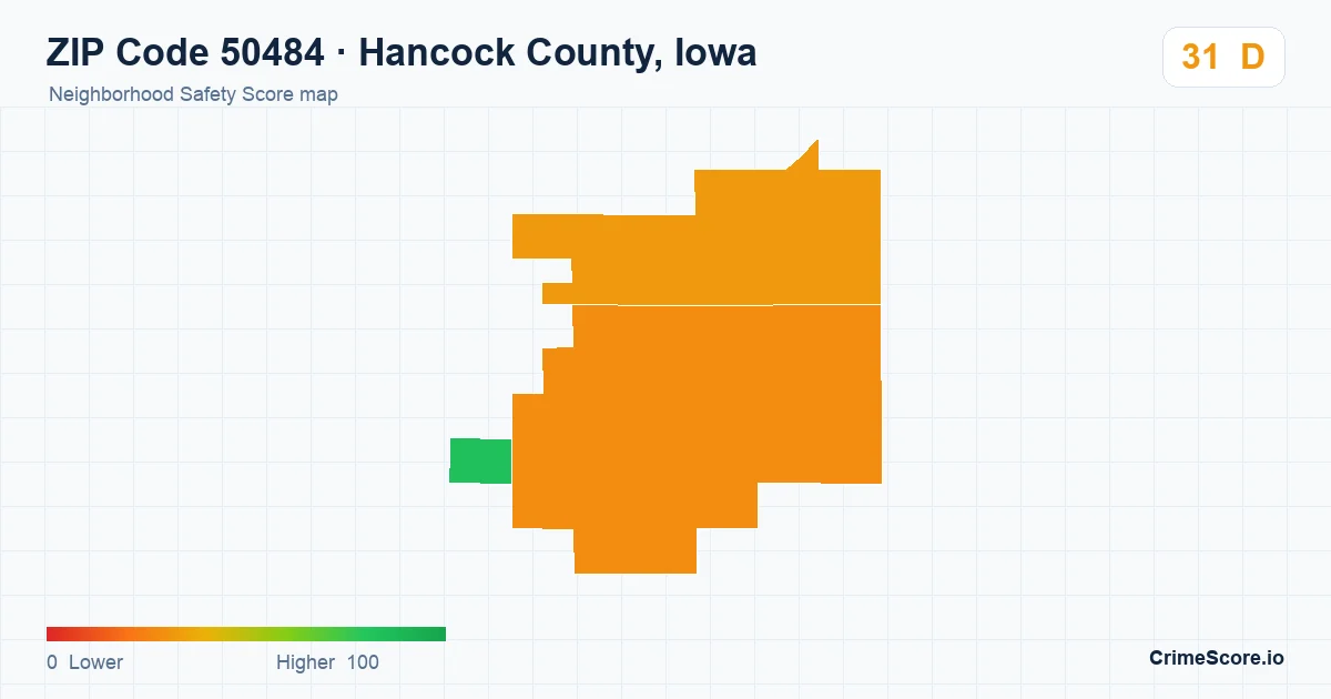 ZIP Code 50484 in Hancock County, Iowa neighborhood Safety Score map