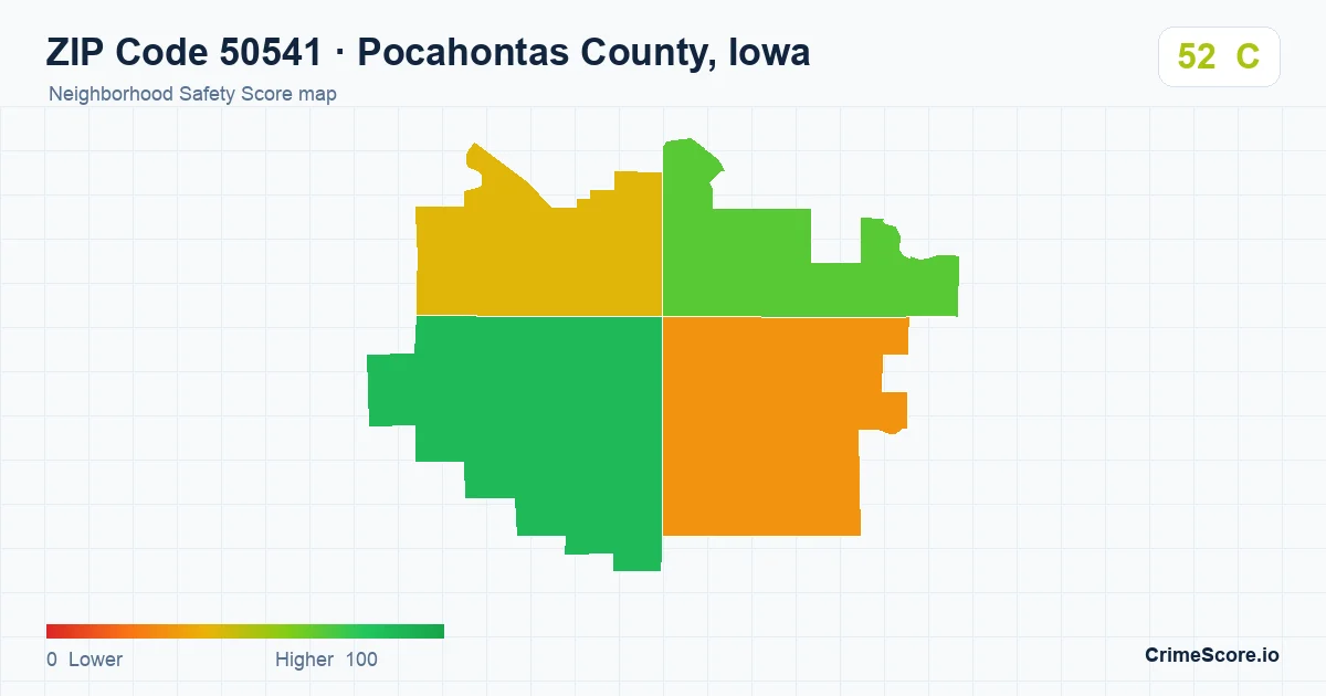 ZIP Code 50541 in Pocahontas County, Iowa neighborhood Safety Score map