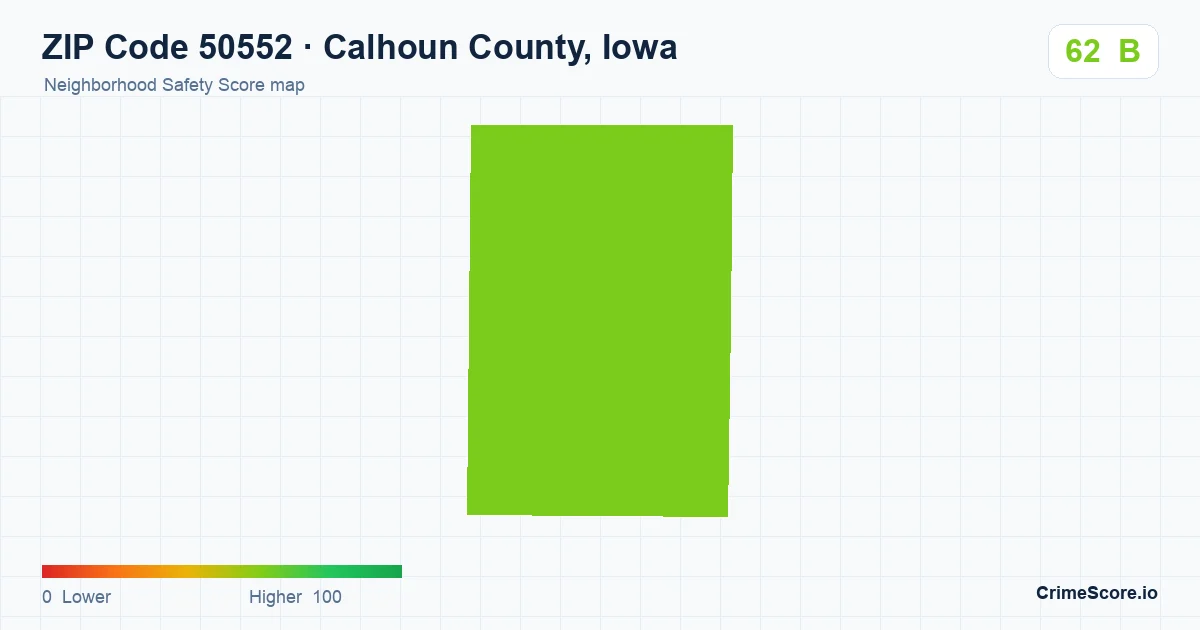 ZIP Code 50552 in Calhoun County, Iowa neighborhood Safety Score map