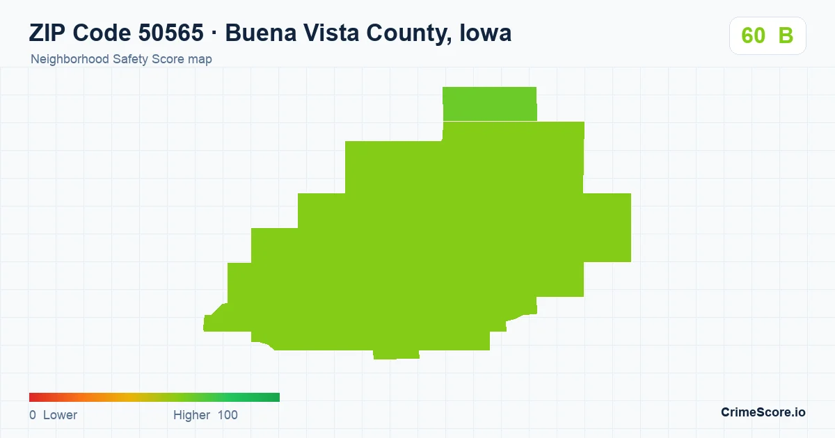 ZIP Code 50565 in Buena Vista County, Iowa neighborhood Safety Score map