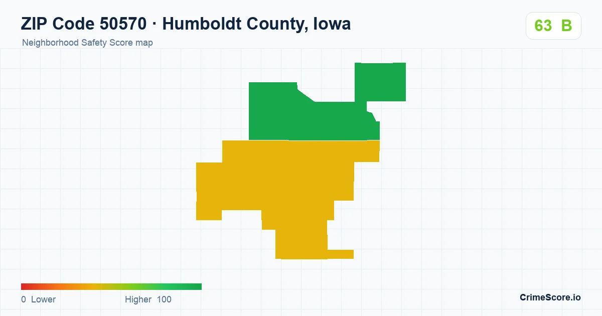 ZIP Code 50570 in Humboldt County, Iowa neighborhood Safety Score map