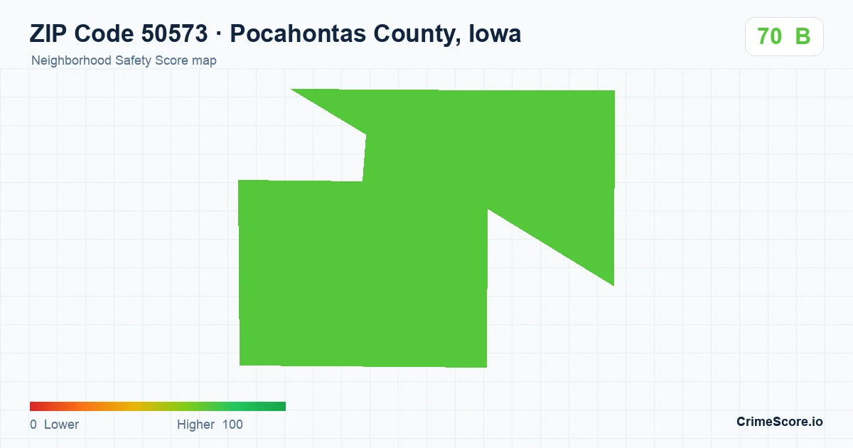 ZIP Code 50573 in Pocahontas County, Iowa neighborhood Safety Score map