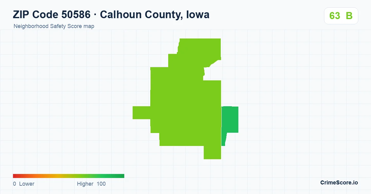 ZIP Code 50586 in Calhoun County, Iowa neighborhood Safety Score map