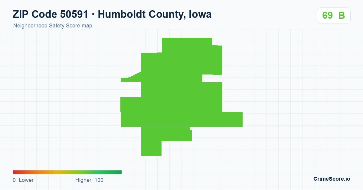 ZIP Code 50591 in Humboldt County, Iowa neighborhood Safety Score map