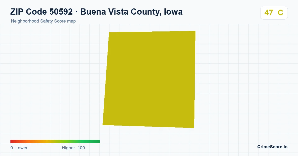 ZIP Code 50592 in Buena Vista County, Iowa neighborhood Safety Score map
