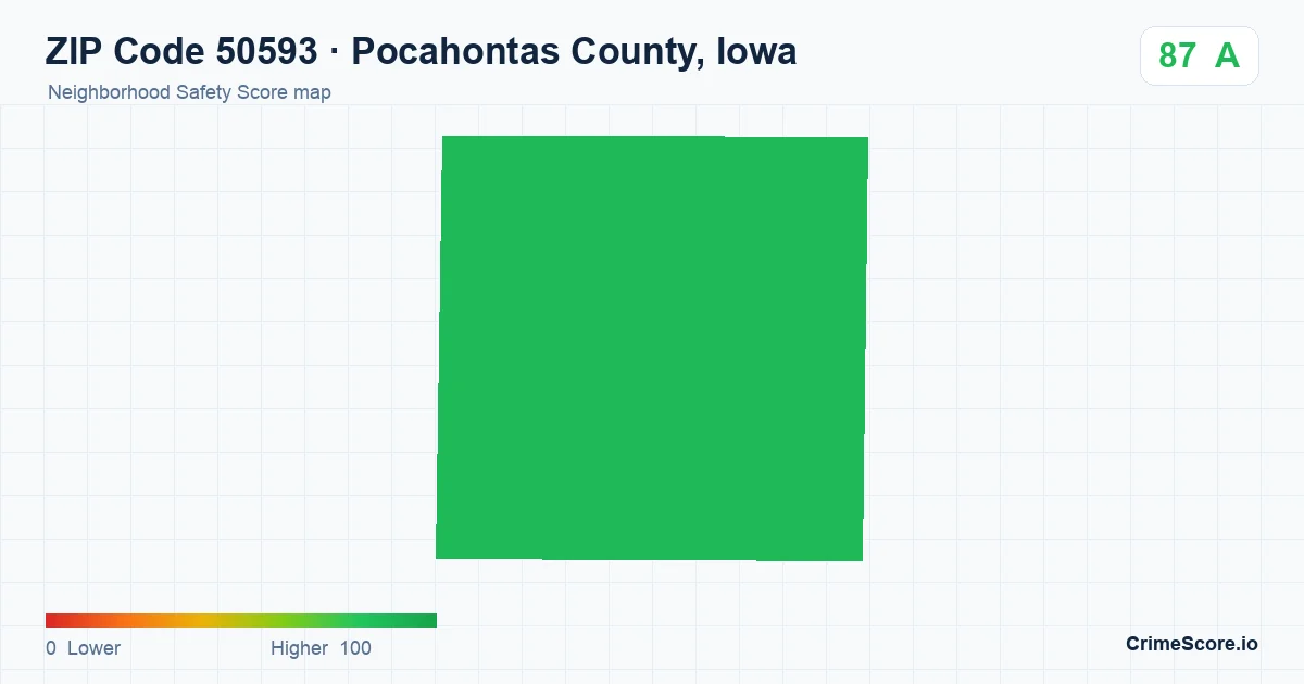 ZIP Code 50593 in Pocahontas County, Iowa neighborhood Safety Score map