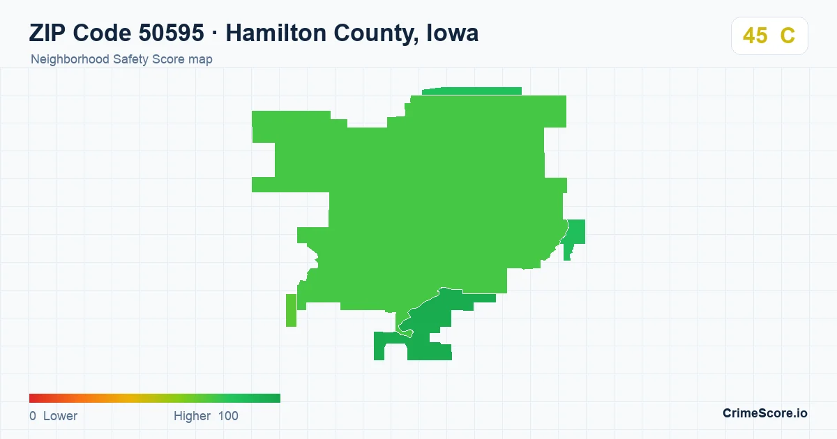 ZIP Code 50595 in Hamilton County, Iowa neighborhood Safety Score map