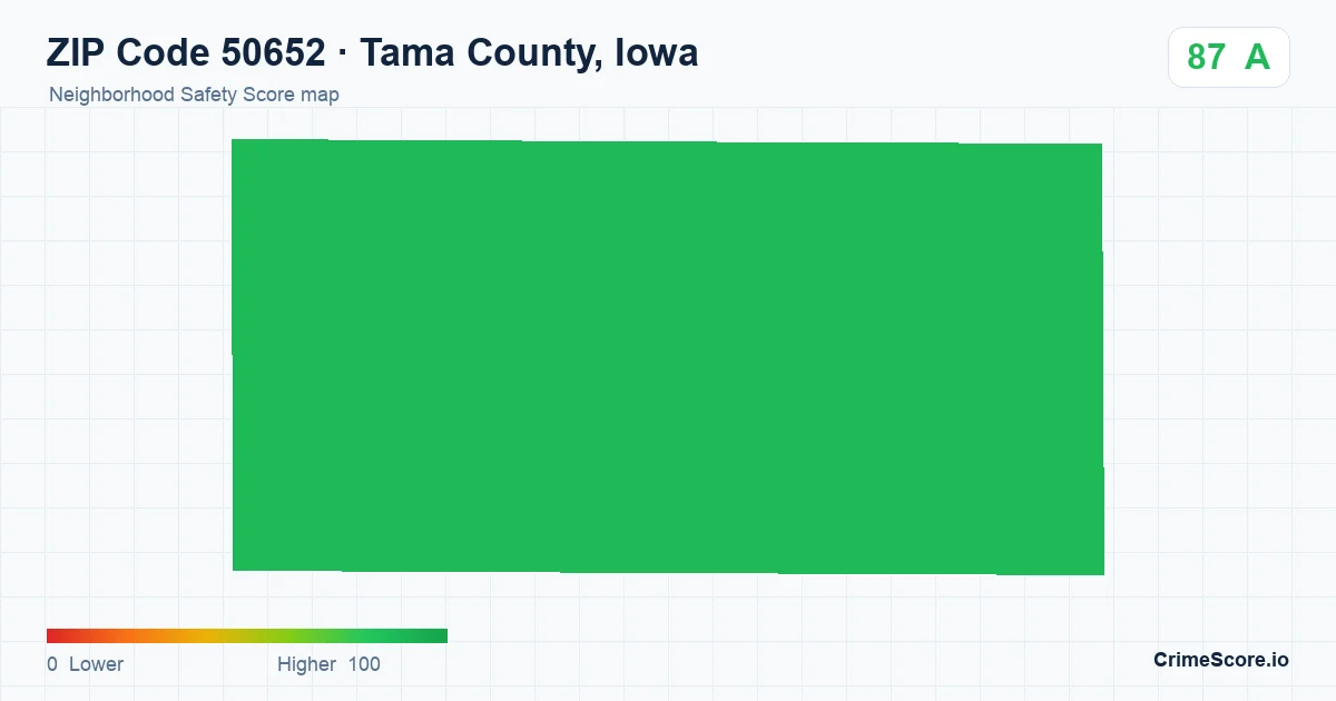 ZIP Code 50652 in Tama County, Iowa neighborhood Safety Score map