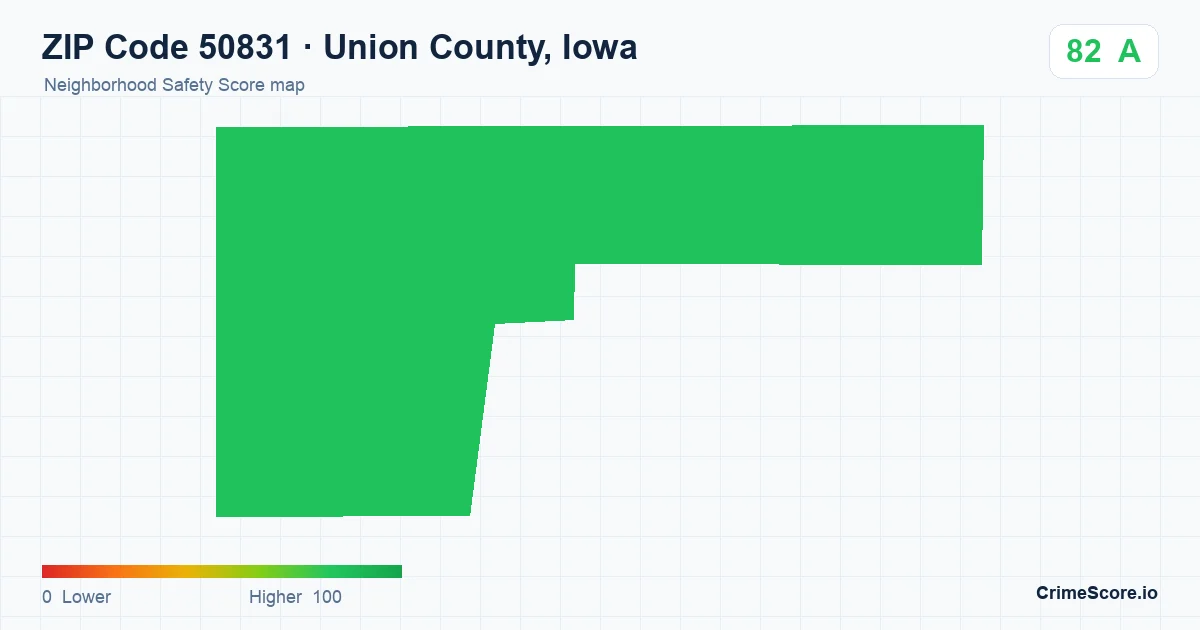 ZIP Code 50831 in Union County, Iowa neighborhood Safety Score map
