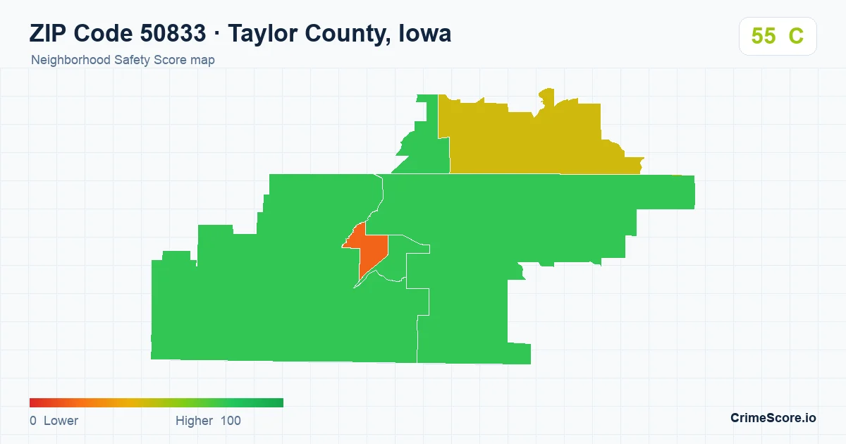 ZIP Code 50833 in Taylor County, Iowa neighborhood Safety Score map