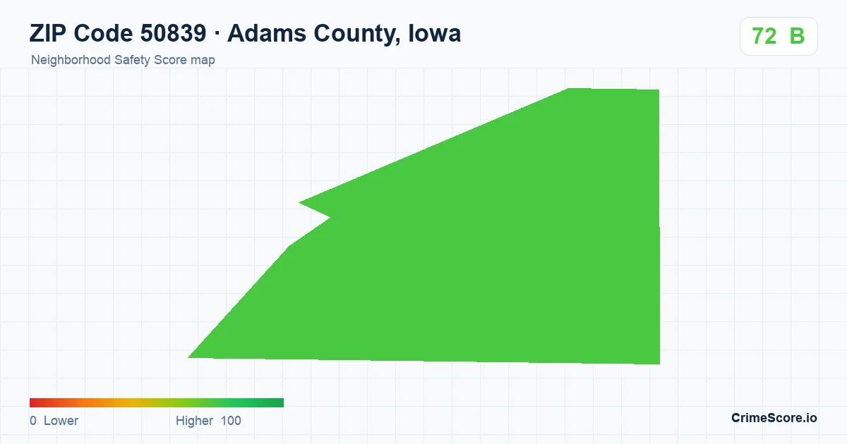 ZIP Code 50839 in Adams County, Iowa neighborhood Safety Score map