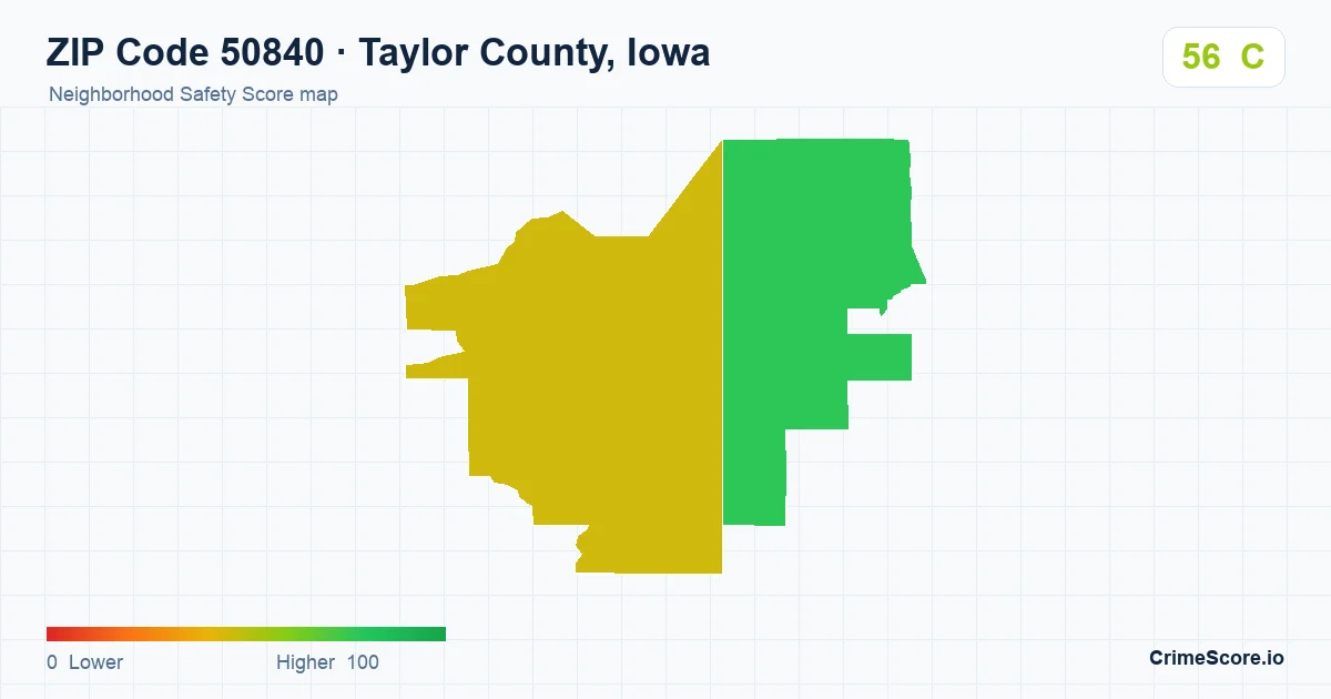 ZIP Code 50840 in Taylor County, Iowa neighborhood Safety Score map