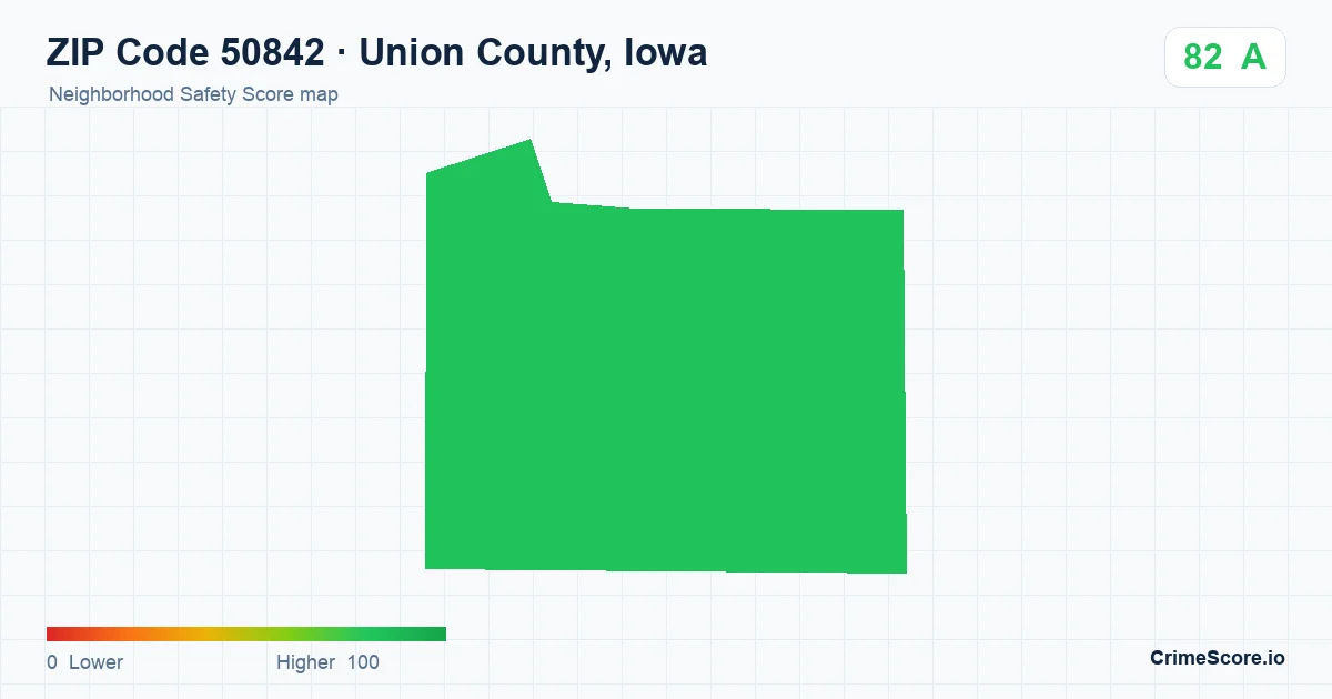 ZIP Code 50842 in Union County, Iowa neighborhood Safety Score map