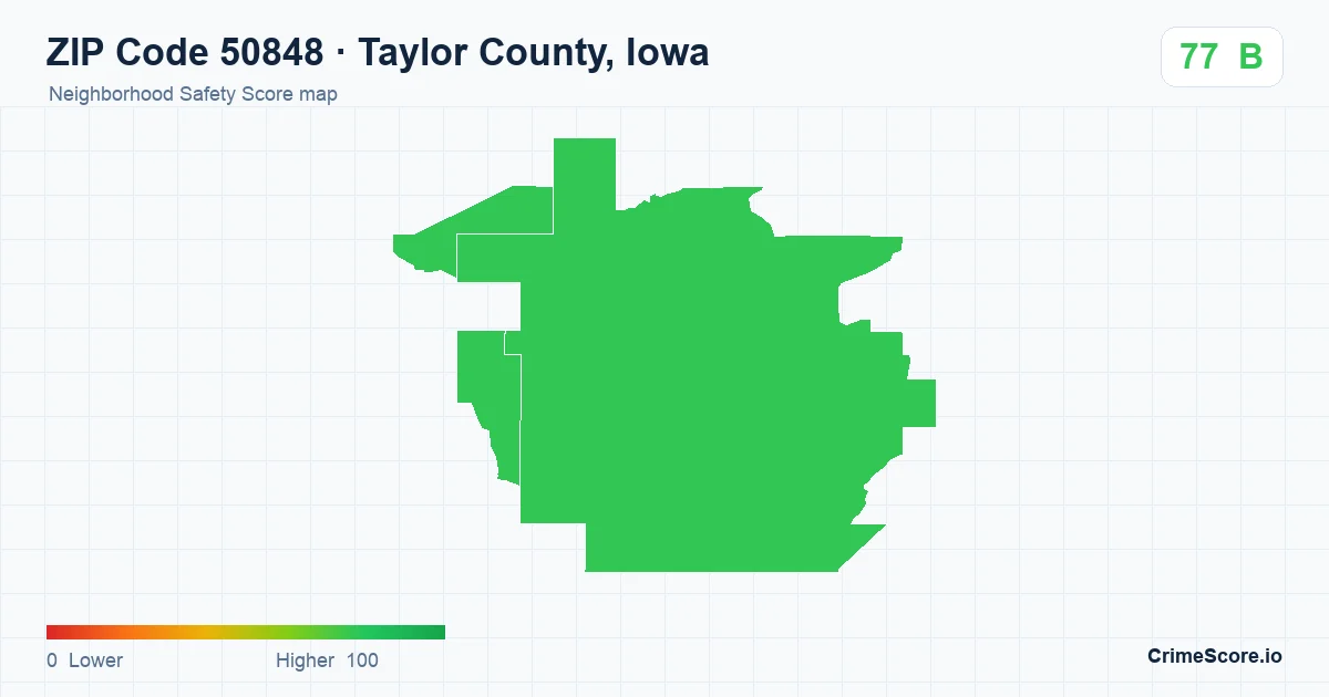 ZIP Code 50848 in Taylor County, Iowa neighborhood Safety Score map