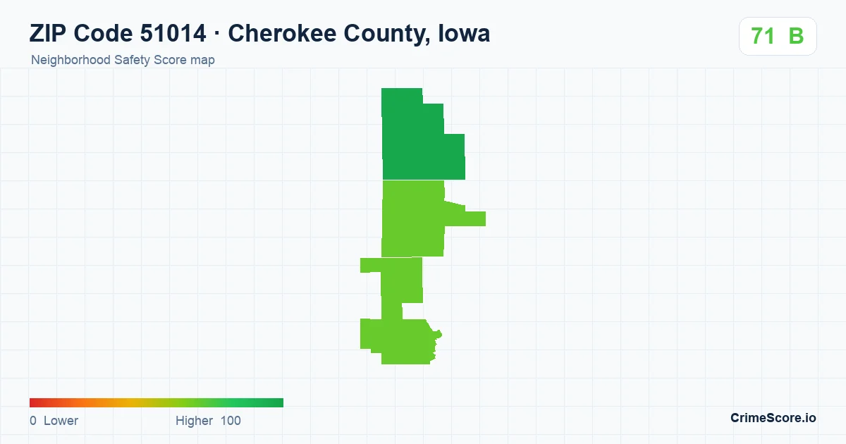 ZIP Code 51014 in Cherokee County, Iowa neighborhood Safety Score map