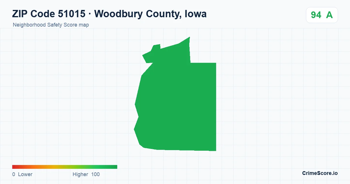 ZIP Code 51015 in Woodbury County, Iowa neighborhood Safety Score map